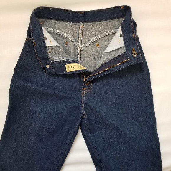 Vintage 27x34 NOS 70s Chic HIS High Waist Straight Leg Denim Mom Jeans - Picture 3 of 10